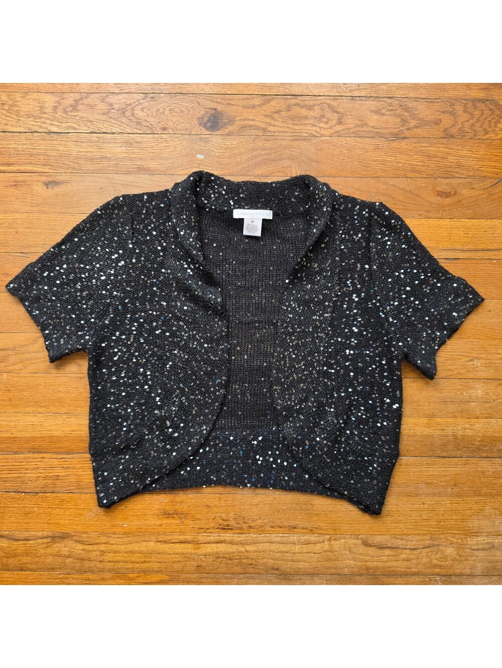 London Times Black Sequin Bolero